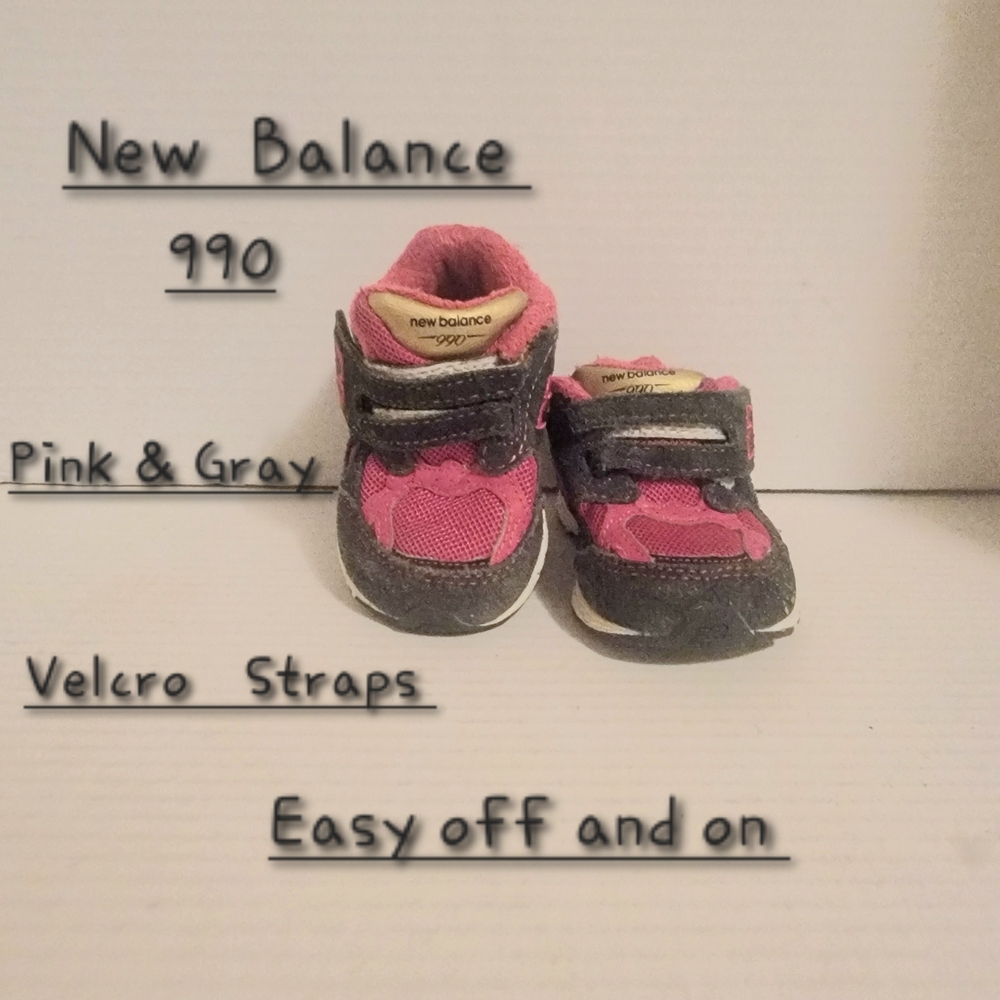New Balance Kids' 990 Pink and Gray Shoes